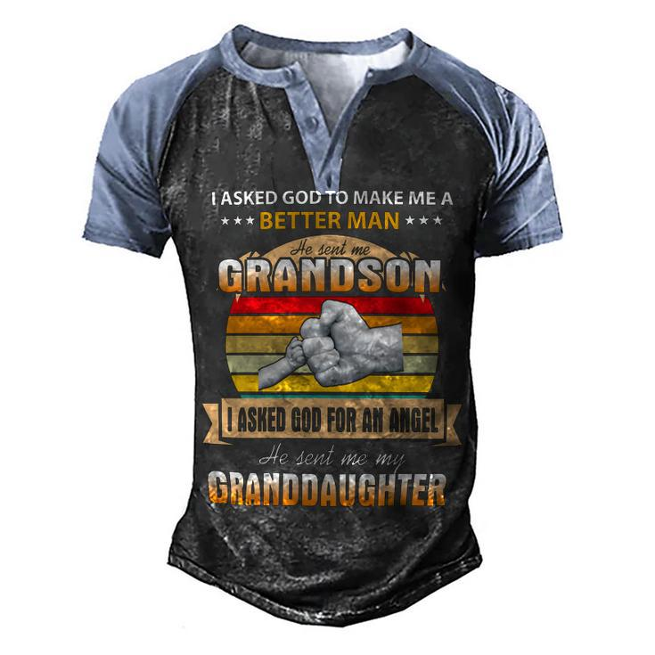 Father Grandpa I Asked God To Make Me A Better Man He Sent Me Grandson 126 Family Dad Men's Henley Shirt Raglan Sleeve 3D Print T-shirt