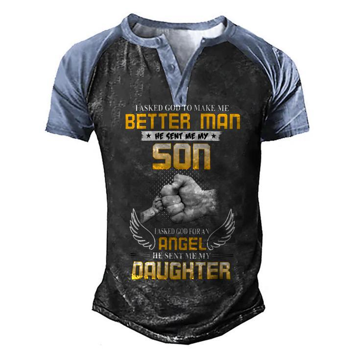 Father Grandpa I Asked To Make Me Better Man167 Family Dad Men's Henley Shirt Raglan Sleeve 3D Print T-shirt