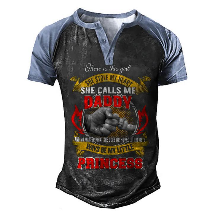 Father Grandpa There Is This Girl She Stole My Heart She Calls Me Daddy And No Matter Family Dad Men's Henley Shirt Raglan Sleeve 3D Print T-shirt