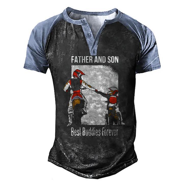 Father And Son Best Buddies Forever Fist Bump Dirt Bike Men's Henley Raglan T-Shirt