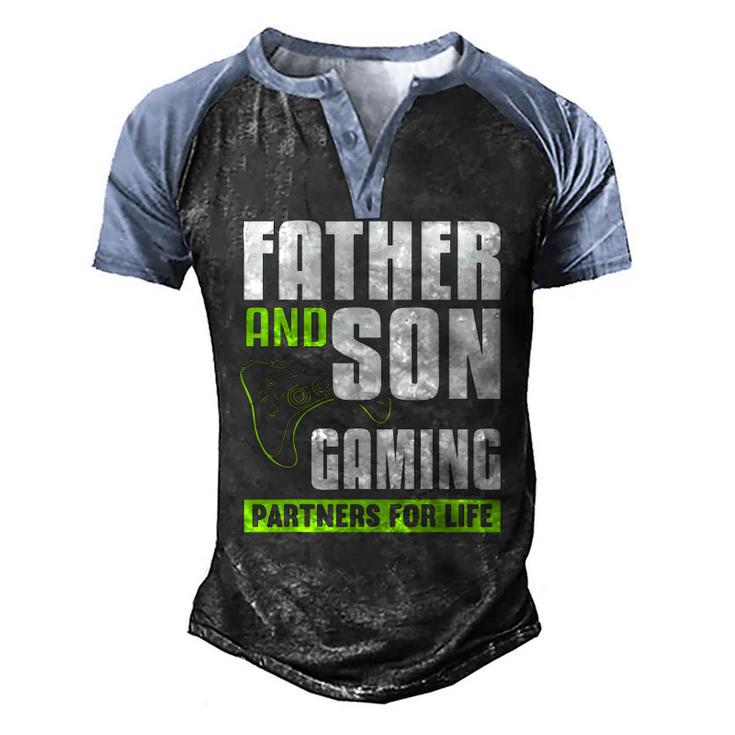 Father And Son Gaming Partners For Life Video Game Matching Men's Henley Raglan T-Shirt