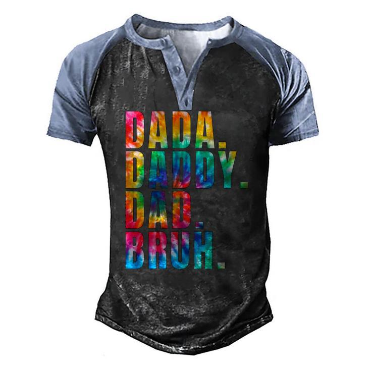 Fathers Day 2022 Dada Daddy Dad Bruh Tie Dye Dad Jokes Mens Men's Henley Raglan T-Shirt