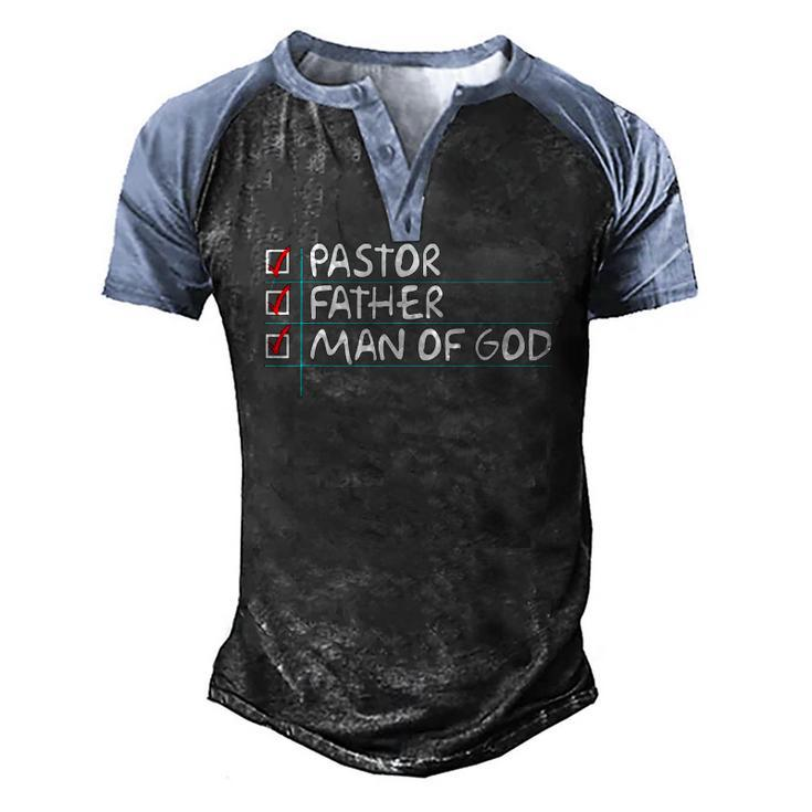 Fathers Day From Church Pastor Dad Man Of God Men's Henley Raglan T-Shirt