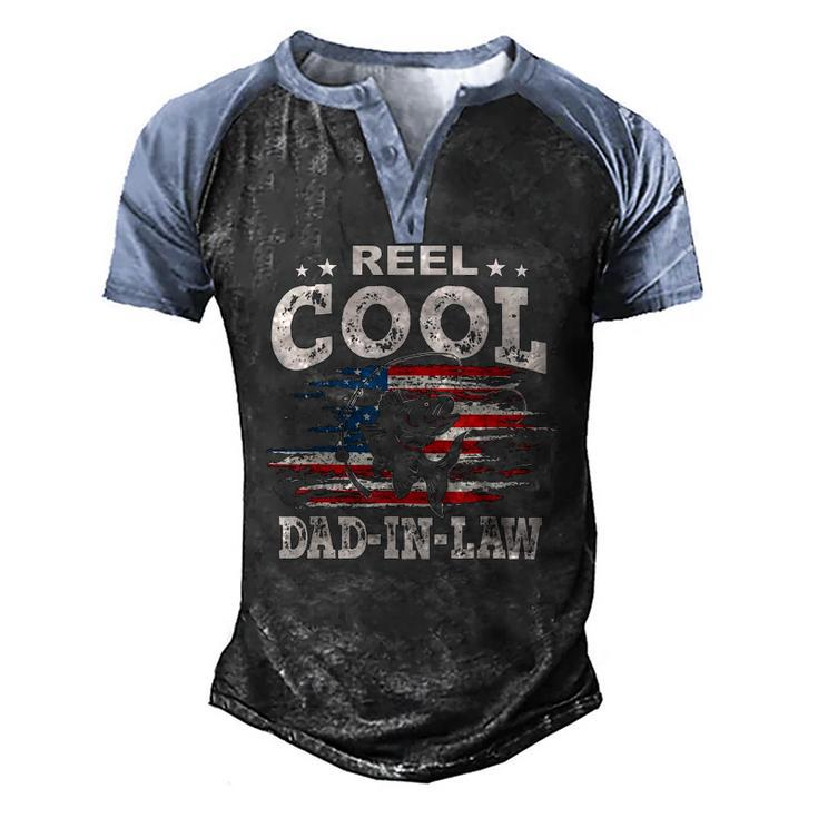 Mens For Fathers Day Tee Fishing Reel Cool Dad-In Law Men's Henley Raglan T-Shirt