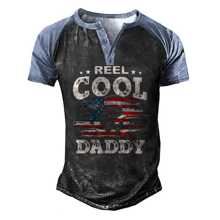 Mens For Fathers Day Tee Fishing Reel Cool Daddy Men's Henley Raglan T-Shirt