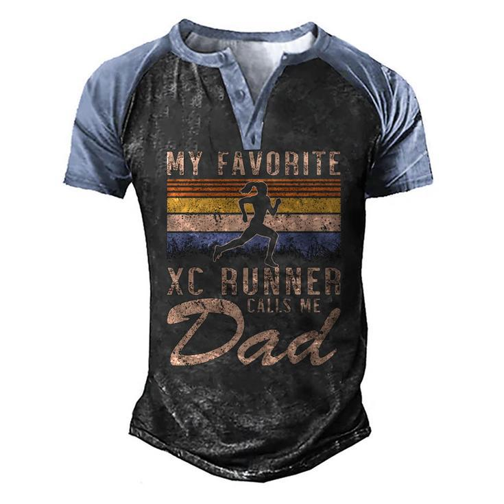 My Favorite Cross Country Runner Calls Me Dad Running Girl Men's Henley Raglan T-Shirt