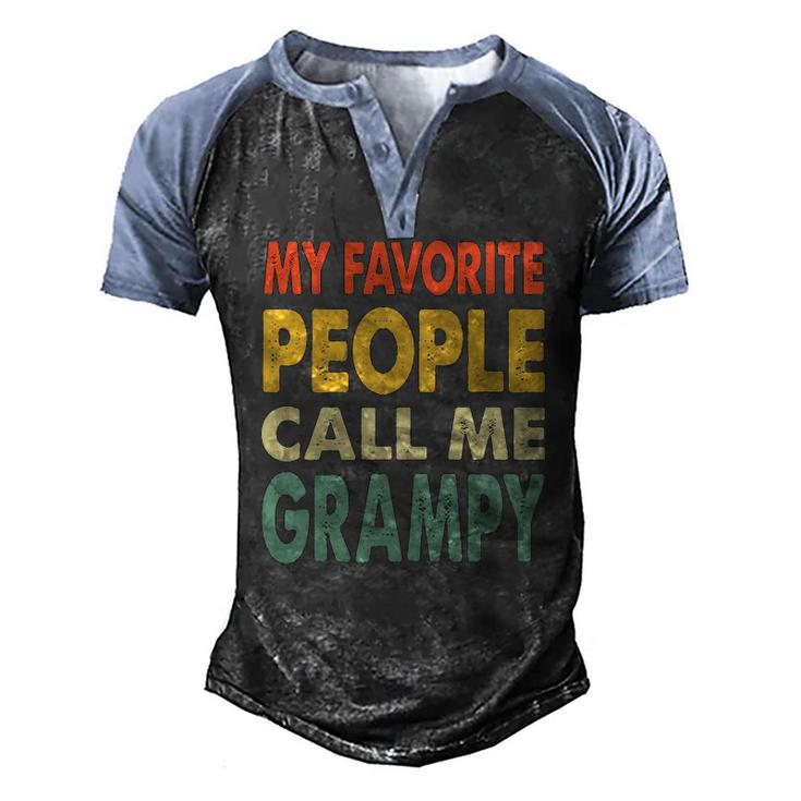 Mens My Favorite People Call Me Grampy Vintage Retro Men's Henley Raglan T-Shirt