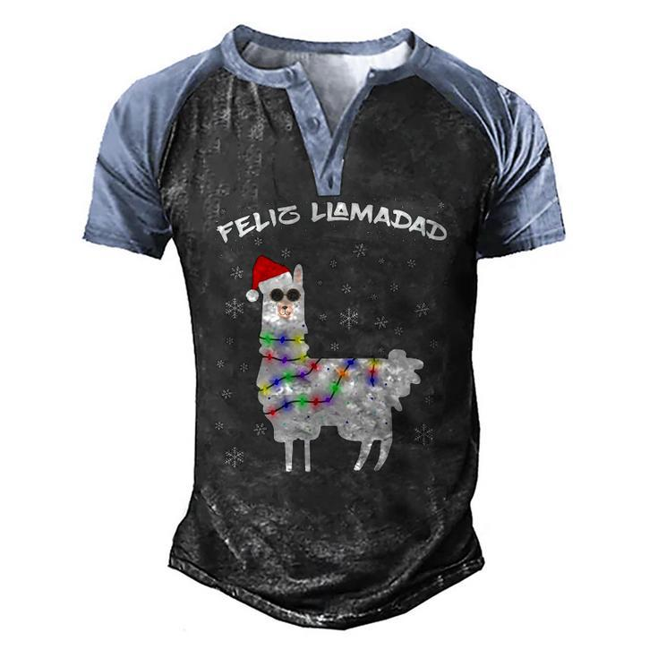 Feliz Llamadad Lama Christmas Saying Alpaca Outfit Men's Henley Raglan T-Shirt