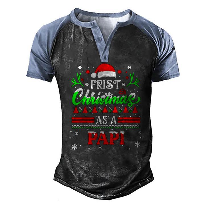 First Christmas As A Papi Men's Henley Raglan T-Shirt