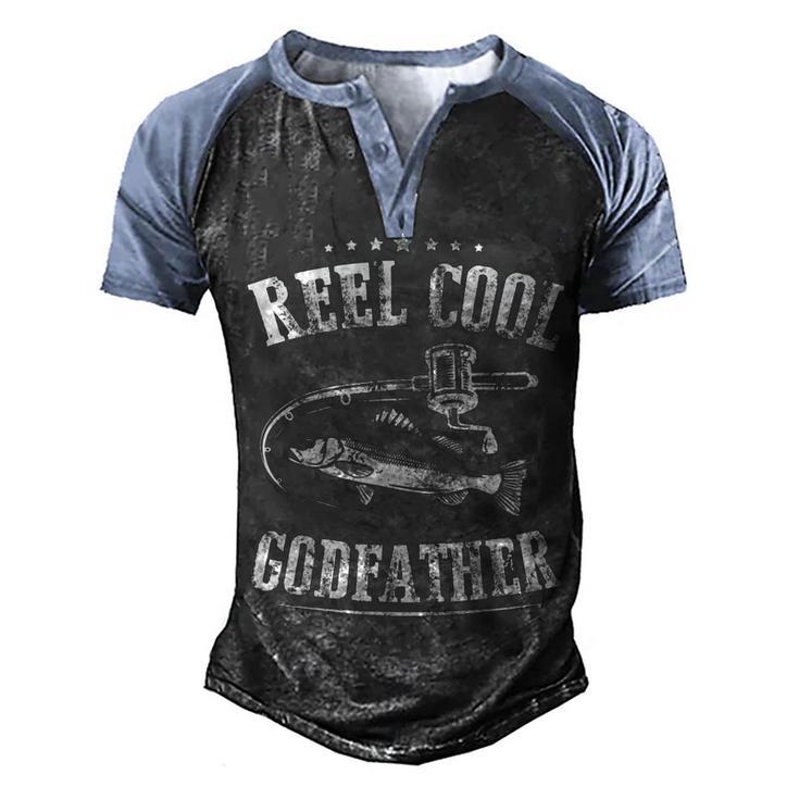 Fishing Reel Cool Godfather Men's Henley Shirt Raglan Sleeve 3D Print T-shirt