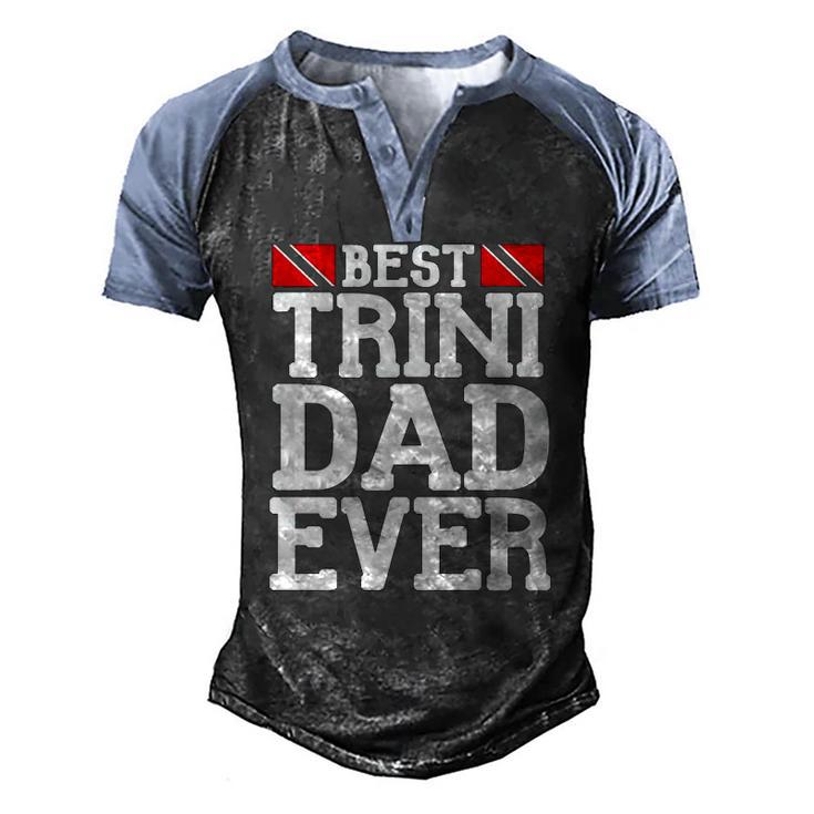 Mens Flag Castle Best Trini Dad Ever Fathers Day Trinidad Men's Henley Raglan T-Shirt