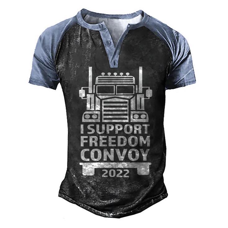 Freedom Convoy 2022 In Support Of Truckers Mandate Freedom Men's Henley Shirt Raglan Sleeve 3D Print T-shirt