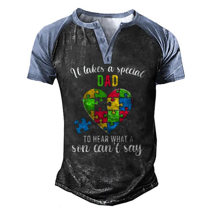 Fun Heart Puzzle S Dad Autism Awareness Family Support Men's Henley Raglan T-Shirt