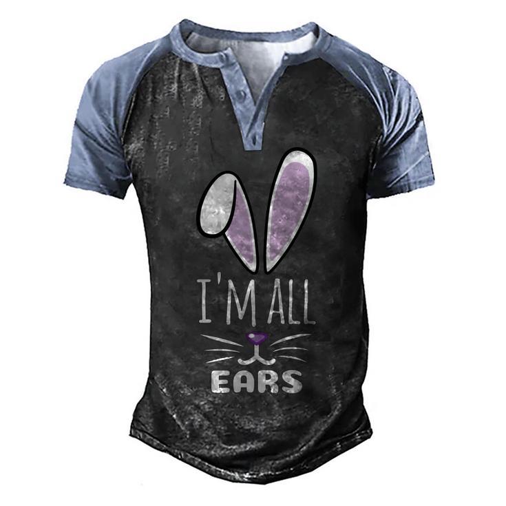 Funny Cute Pastel Purple Bunny Im All Ears Rabbit Happy Easter Day Gift For Girls Women Mom Mommy Family Birthday Holiday Christmas Men's Henley Shirt Raglan Sleeve 3D Print T-shirt