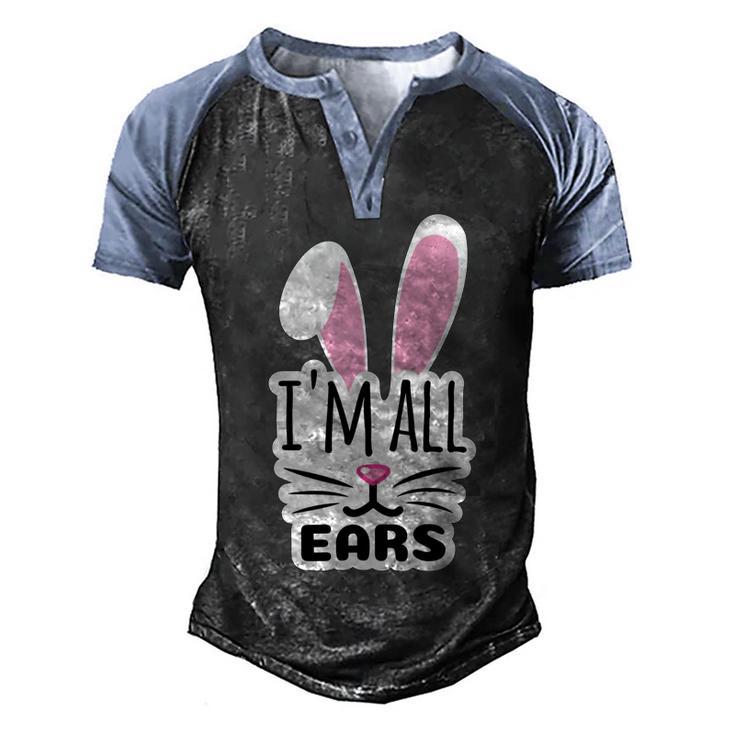 Funny Cute Pink Bunny Im All Ears Rabbit Happy Easter Day Gift For Girls Women Mom Mommy Family Birthday Holiday Christmas Men's Henley Shirt Raglan Sleeve 3D Print T-shirt