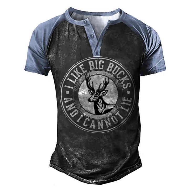 Funny I Like Big Bucks And I Cannot Lie  Deer Hunting  Men's Henley Shirt Raglan Sleeve 3D Print T-shirt