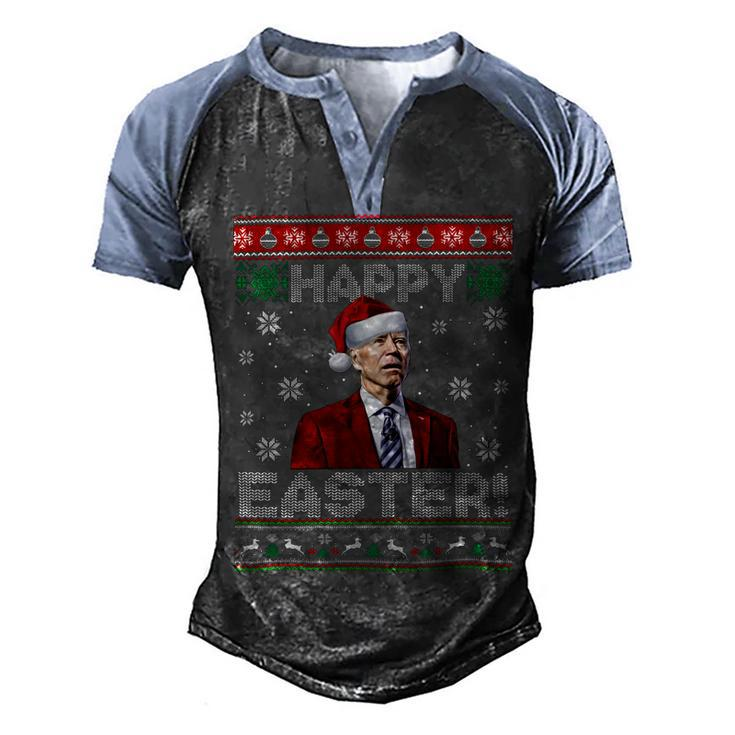 Funny Joe Biden Happy Easter Ugly Christmas Men's Henley Shirt Raglan Sleeve 3D Print T-shirt