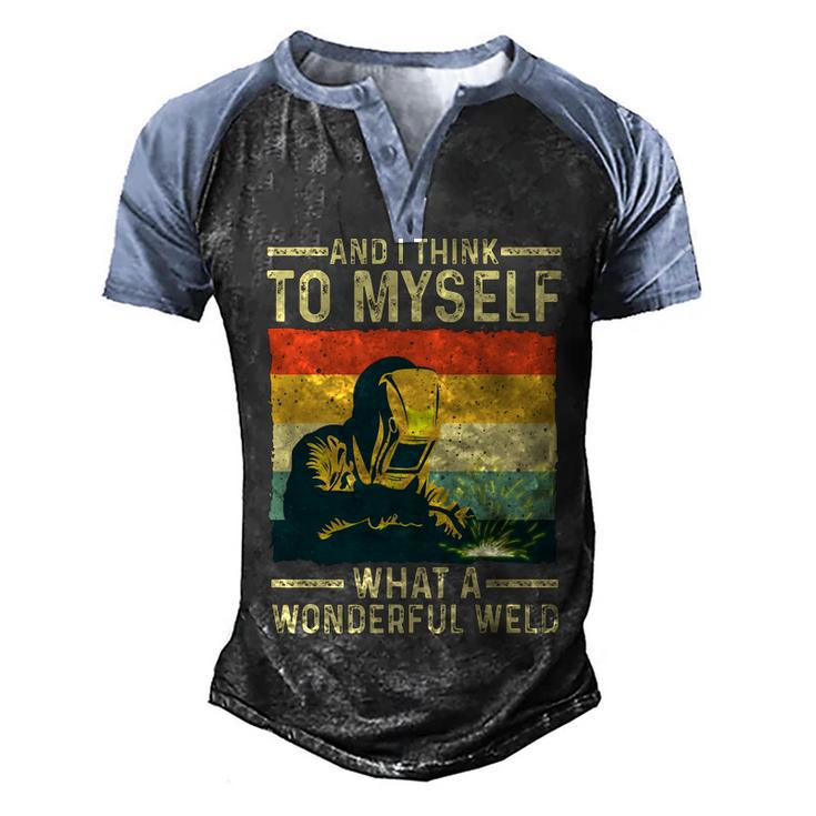 Funny Vintage Welding Design For Men Dad Blacksmith Worker V2 Men's Henley Shirt Raglan Sleeve 3D Print T-shirt