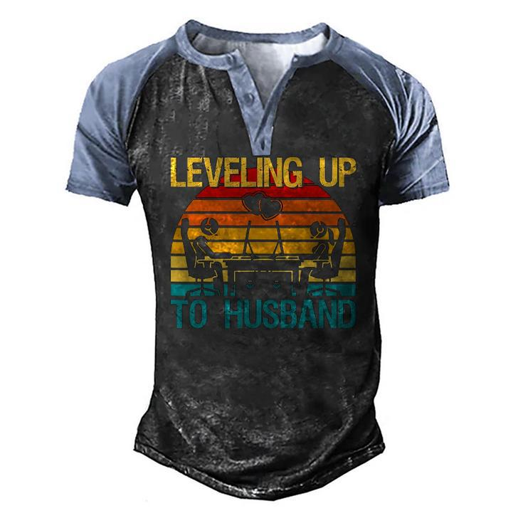 Gamer Engagement Future Mr & Mrs Leveling Up To Husband Men's Henley Raglan T-Shirt