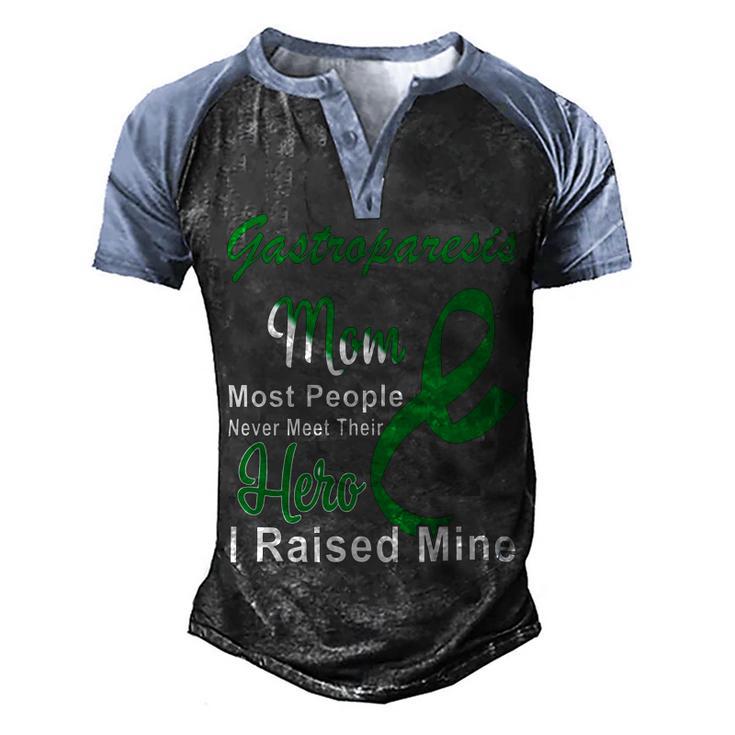 Gastroparesis Warrior  Skull Women Vintage  Green Ribbon  Gastroparesis  Gastroparesis Awareness V2 Men's Henley Shirt Raglan Sleeve 3D Print T-shirt