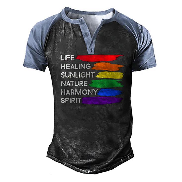 Gay Pride Awareness Flag Meaning For Gay & Lesbian Men's Henley Raglan T-Shirt