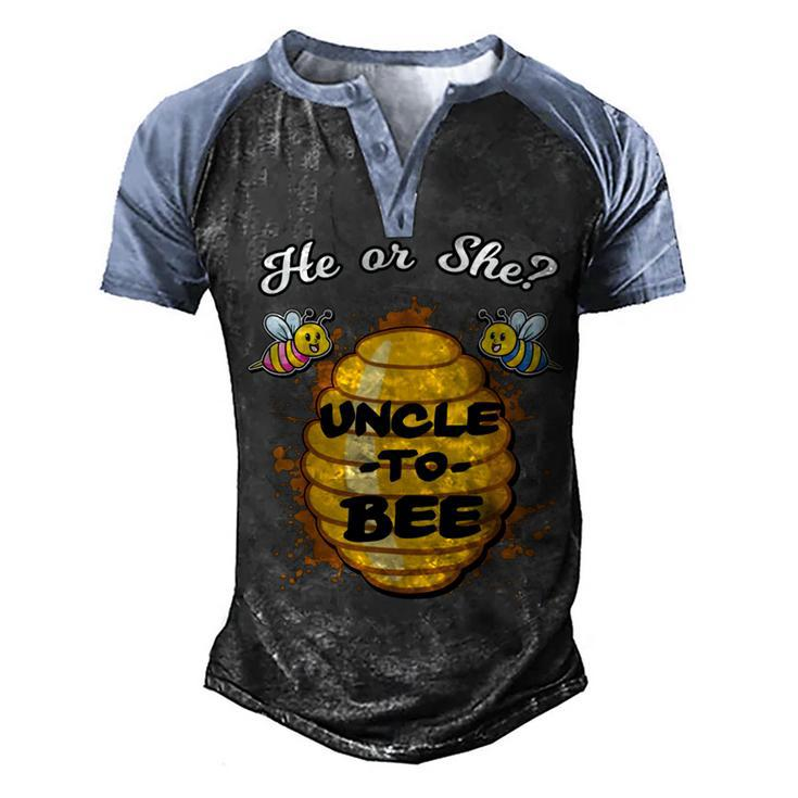 Gender Reveal He Or She Uncle To Bee Men's Henley Shirt Raglan Sleeve 3D Print T-shirt