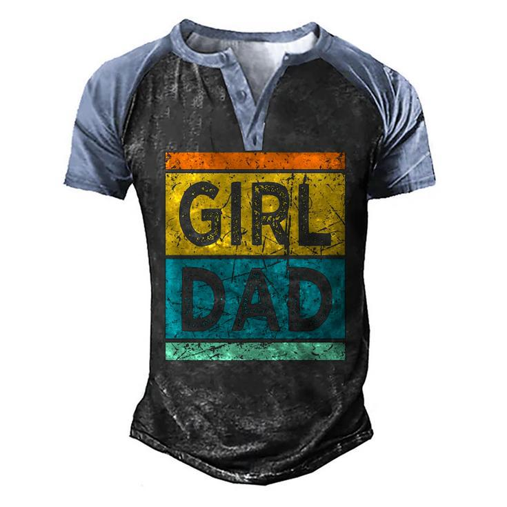 Girl Dad With Daughters For Men Men's Henley Raglan T-Shirt