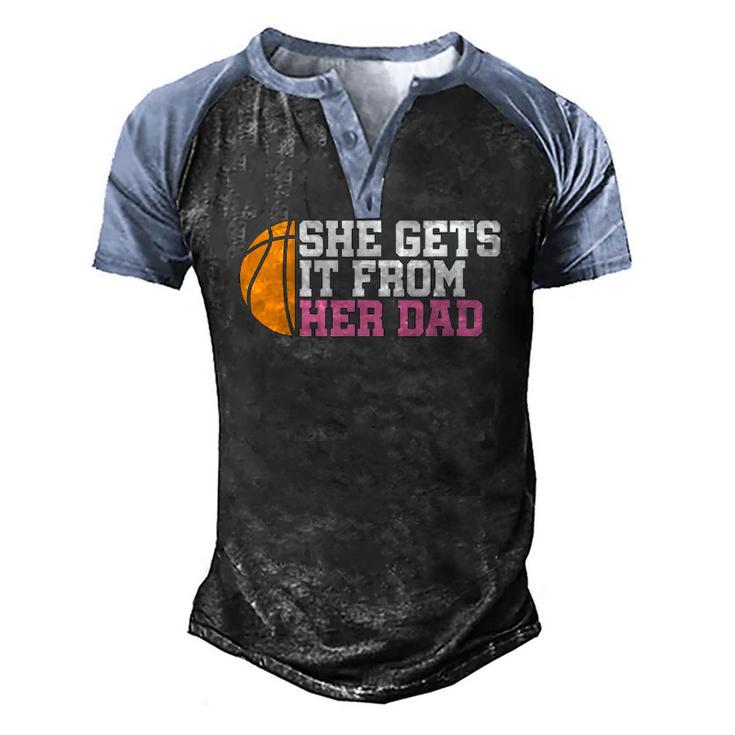 Girls Womens Basketball Dad Coach Men's Henley Raglan T-Shirt