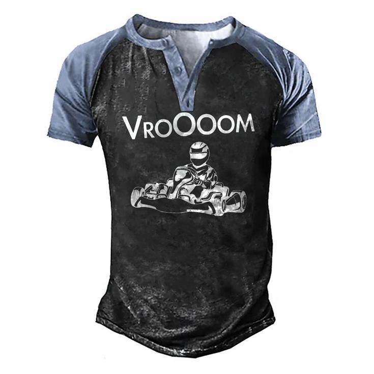 Go Kart Vroooom Go Kart Racing Driver Men's Henley Raglan T-Shirt
