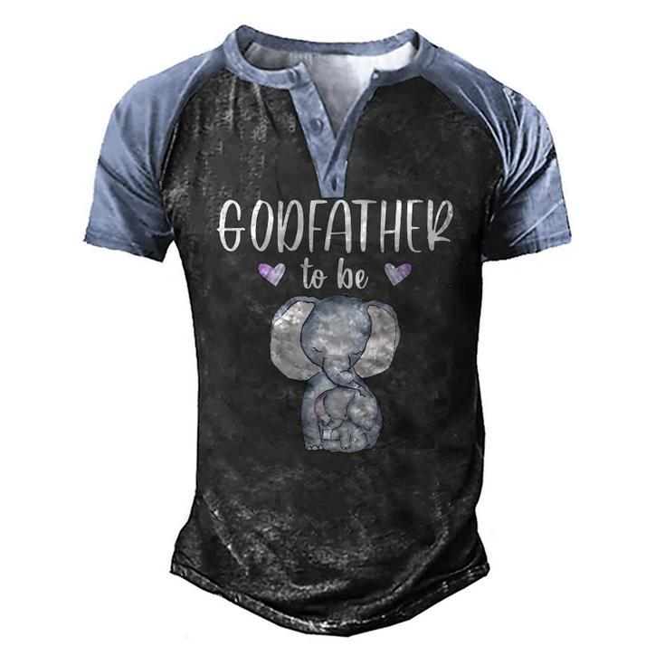 Mens Godfather To Be Elephant Baby Shower Men's Henley Raglan T-Shirt