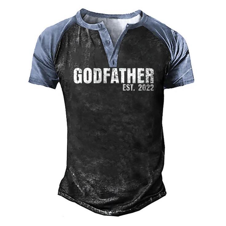 Godfather Est 2022 Fathers Day God Dad Announcement Reveal Men's Henley Raglan T-Shirt