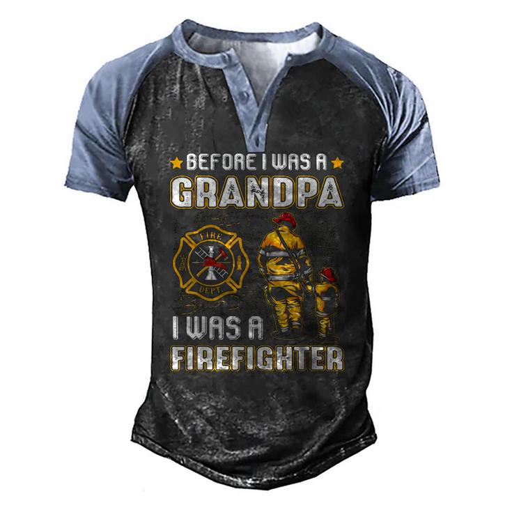 Mens Before I Was A Grandpa I Was A Firefightergifts Men's Henley Raglan T-Shirt