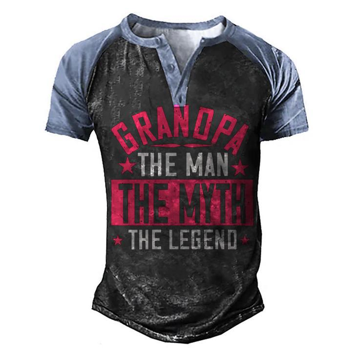 Grandpa The Man Themyth The Legend Papa T-Shirt Fathers Day Gift Men's Henley Shirt Raglan Sleeve 3D Print T-shirt