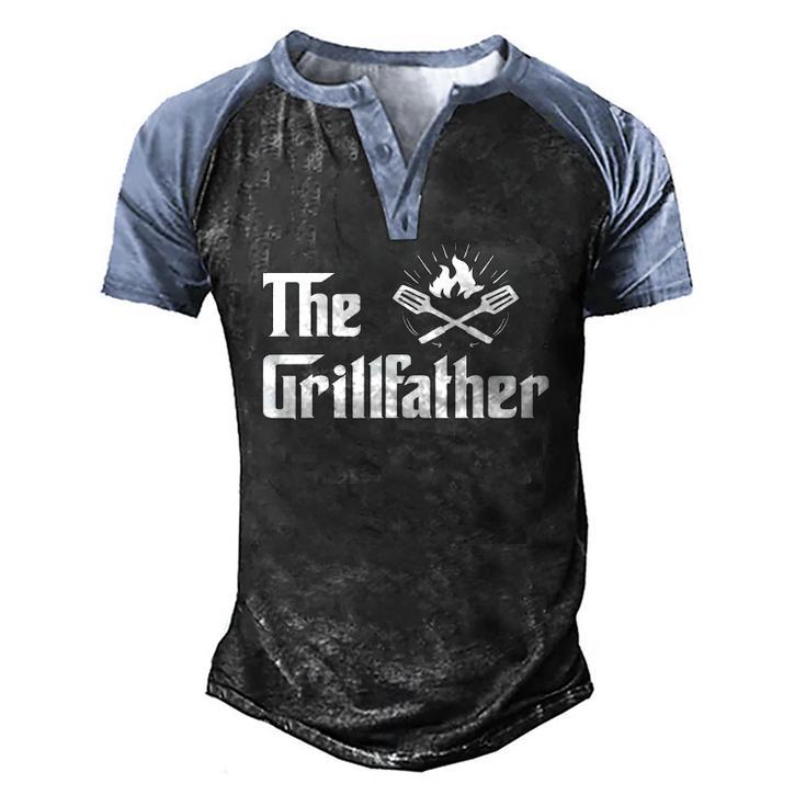The Grillfather Bbq Dad Bbq Grill Dad Grilling Men's Henley Raglan T-Shirt