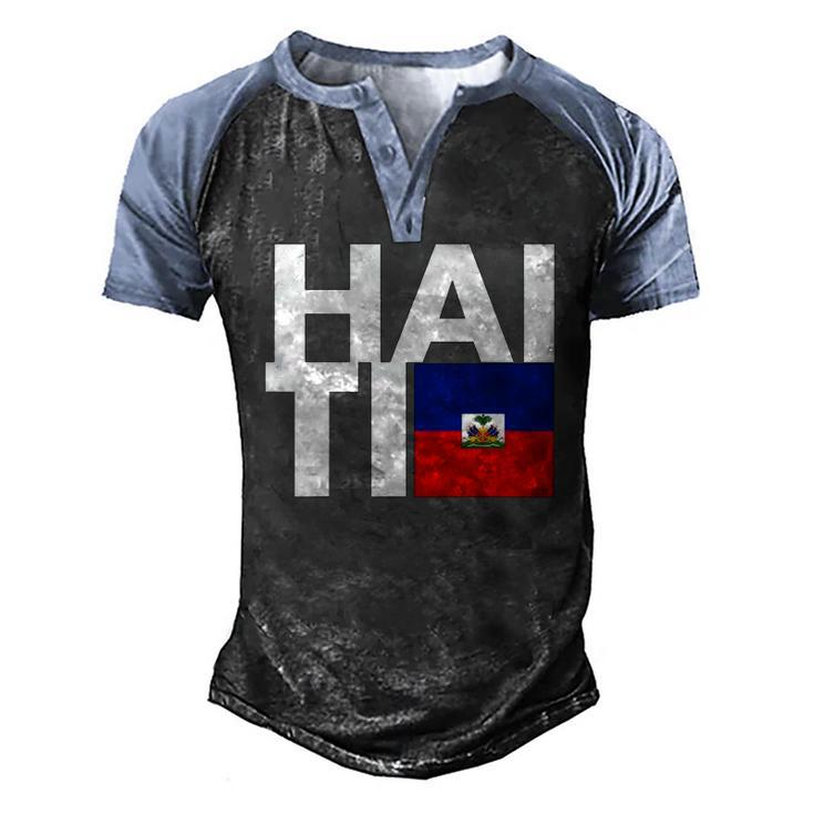 Haiti Flag Haiti Nationalist Haitian Men's Henley Raglan T-Shirt