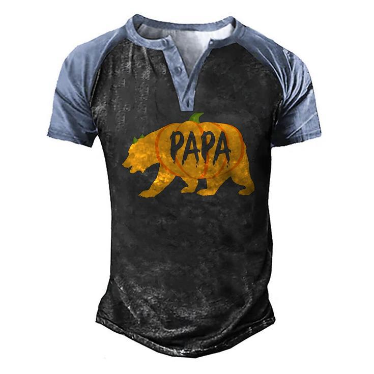 Halloween Papa Bear Pumpkin Men's Henley Raglan T-Shirt