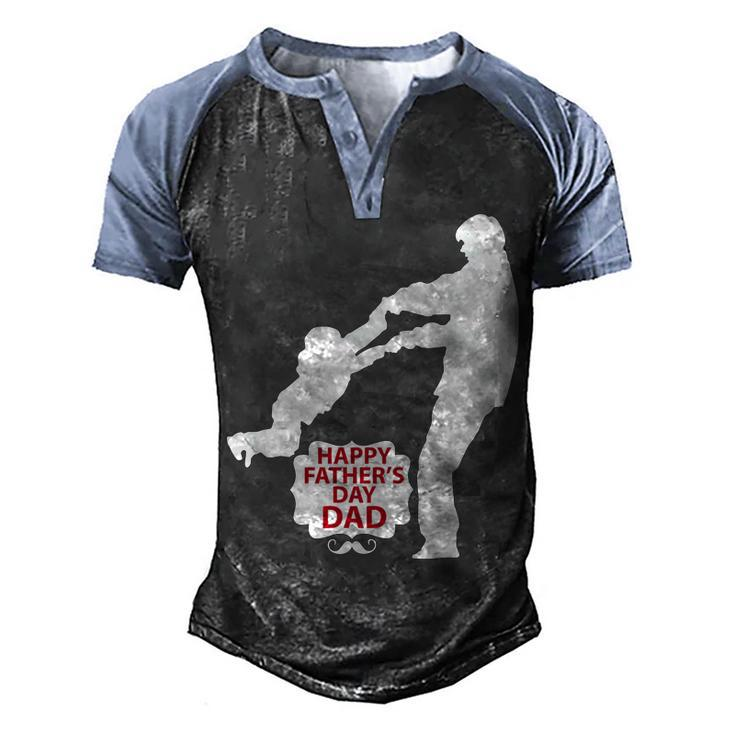 Happy Father Day Papa T-Shirt Fathers Day Gift Men's Henley Shirt Raglan Sleeve 3D Print T-shirt
