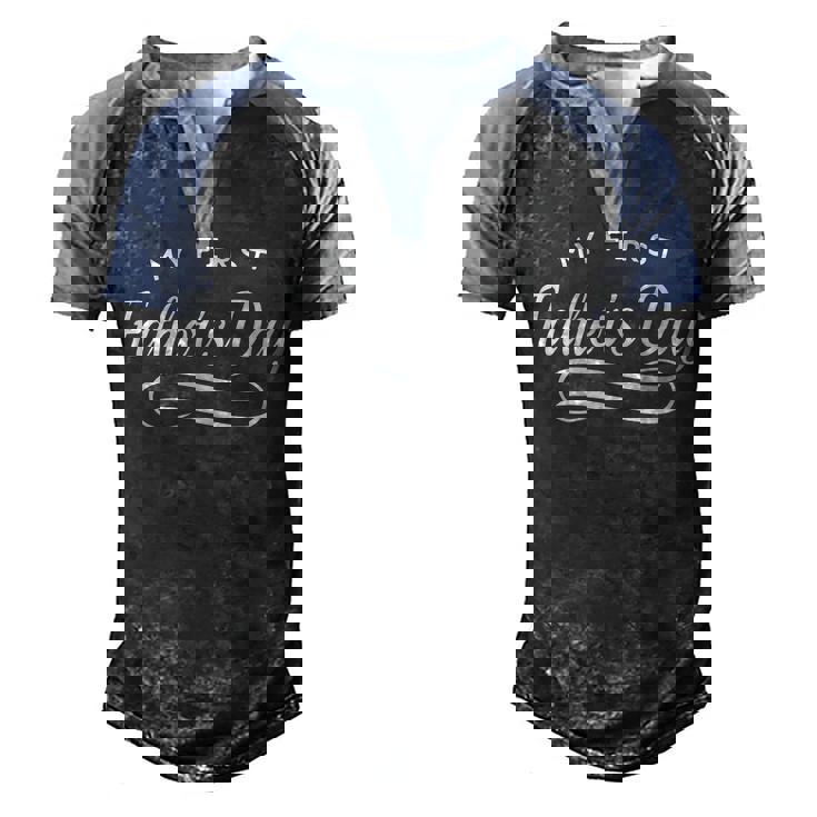 Happy First Fathers Day - New Dad Gift Men's Henley Shirt Raglan Sleeve 3D Print T-shirt