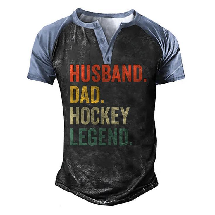 Mens Hockey Player Husband Dad Hockey Legend Vintage Men's Henley Raglan T-Shirt