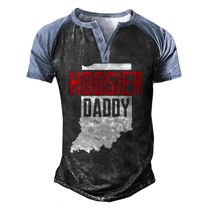Hoosier Daddy Indiana State Map Zip Men's Henley Raglan T-Shirt