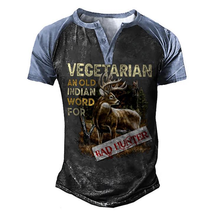 Hunting Vegetarian Old Indian Word Men's Henley Shirt Raglan Sleeve 3D Print T-shirt