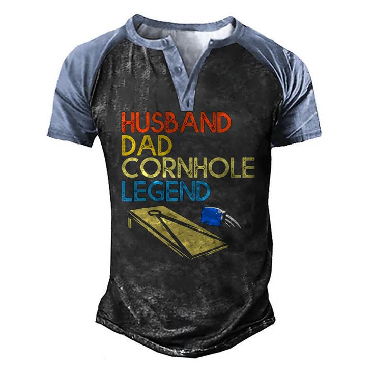 Mens Husband Dad Cornhole Legend Men's Henley Raglan T-Shirt