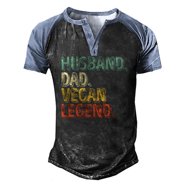 Mens Husband Dad Vegan Legend Fathers Day Men's Henley Raglan T-Shirt