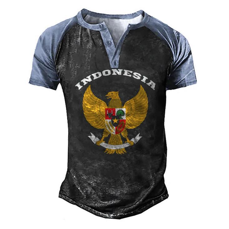 Indonesia Coat Of Arms Tee Flag Souvenir Jakarta Men's Henley Raglan T-Shirt