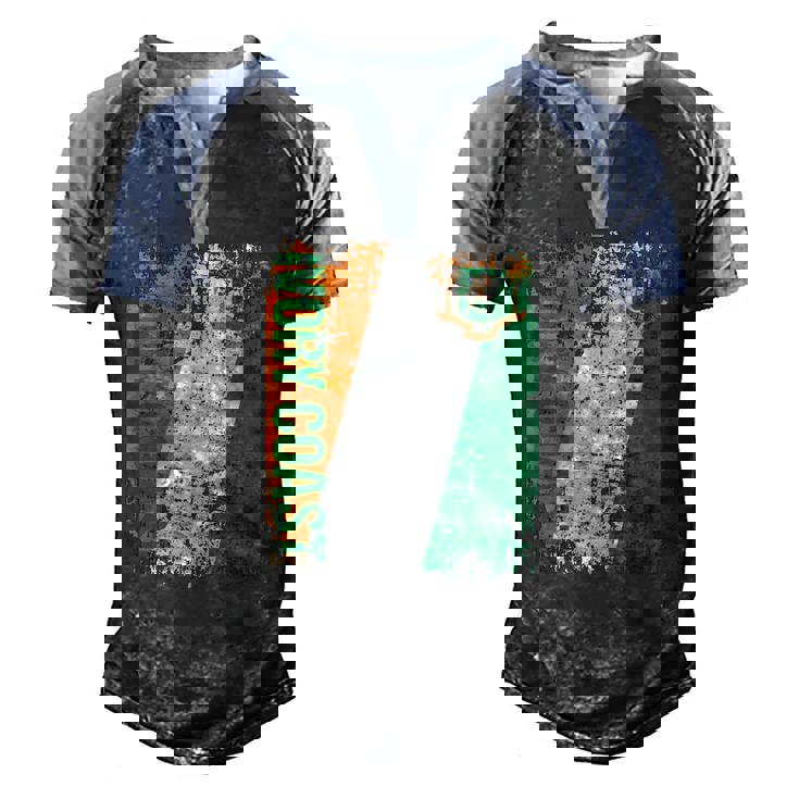 Ivory Coast Flag Vintage Distressed Ivory Coast Men's Henley Raglan T-Shirt