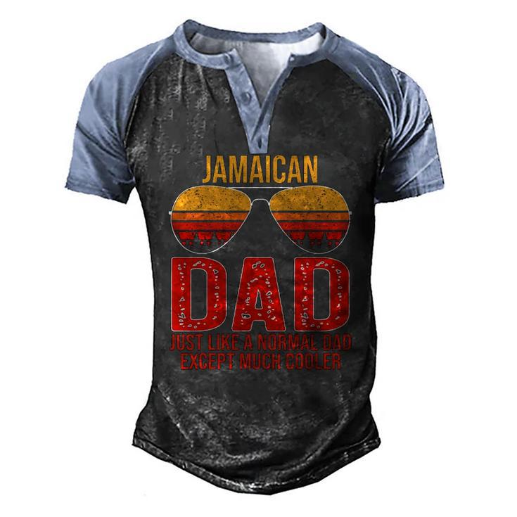 Jamaican Dad Retro Sunglasses Jamaica Fathers Day Men's Henley Raglan T-Shirt