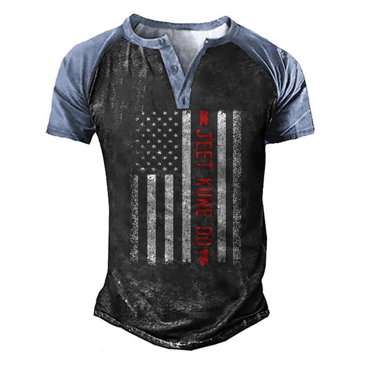 Jeet Kune Do American Flag 4Th Of July Men's Henley Raglan T-Shirt