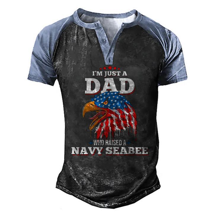 Mens Im Just A Dad Who Raised A Navy Seabee Navy Seabees Men's Henley Raglan T-Shirt