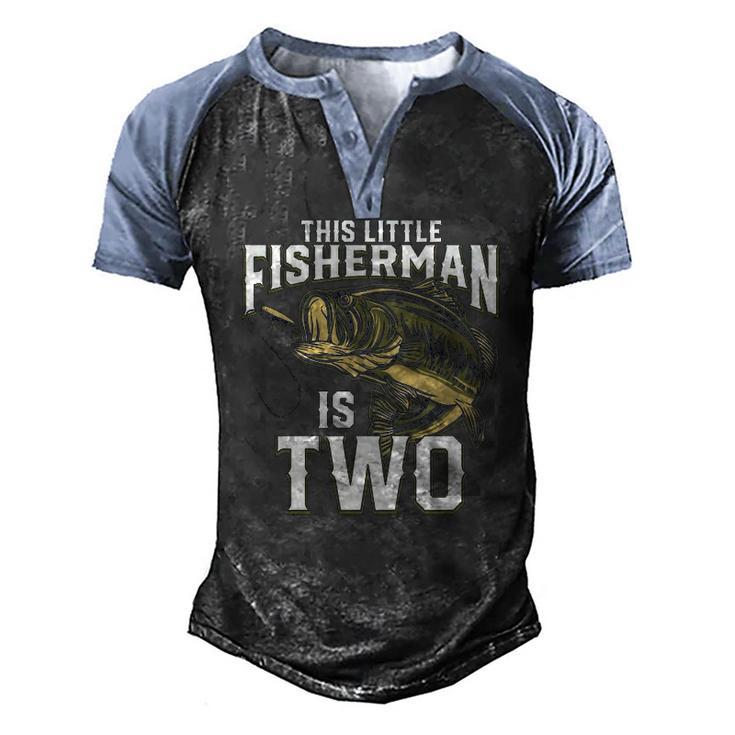 Kids 2 Years Old Fishing Birthday Party Fisherman 2Nd For Boy Men's Henley Raglan T-Shirt