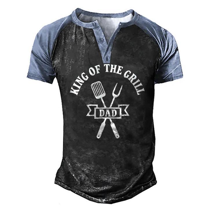 King Of The Grill For Dad Bbq Chef Grilling Men's Henley Raglan T-Shirt